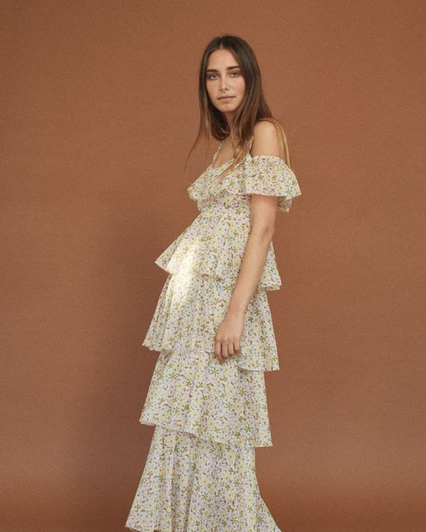 ALEXACHUNG Tiered Garden Midi Dress - Image 1