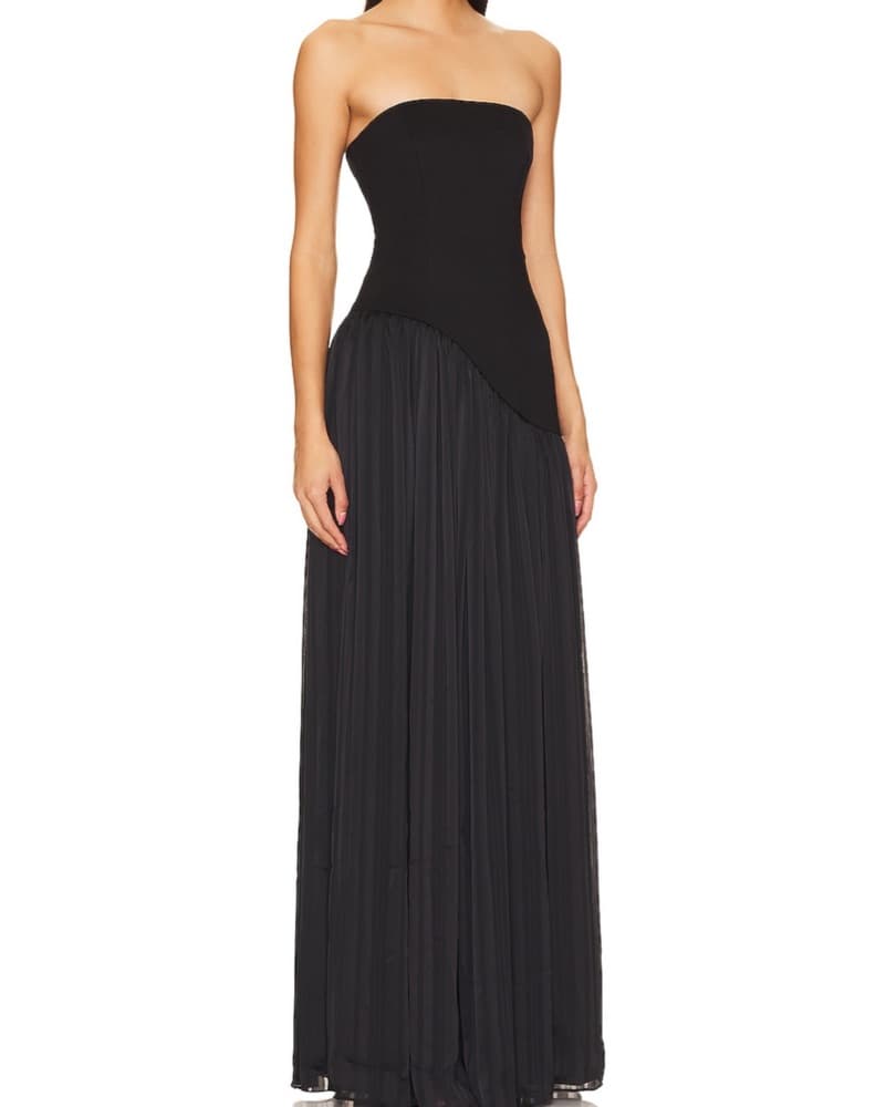 Elegant Strapless Black Maxi Dress - Image 2