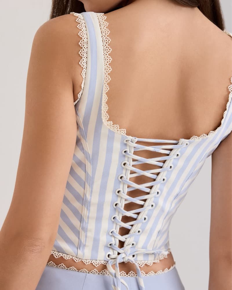 House Of Cb PETRA Blue Striped Corset  - Image 4