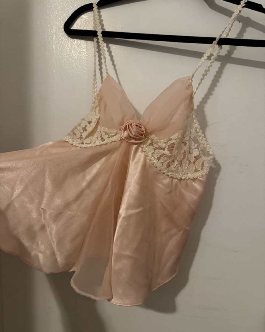 Vintage silk rosette slip top - Image 2