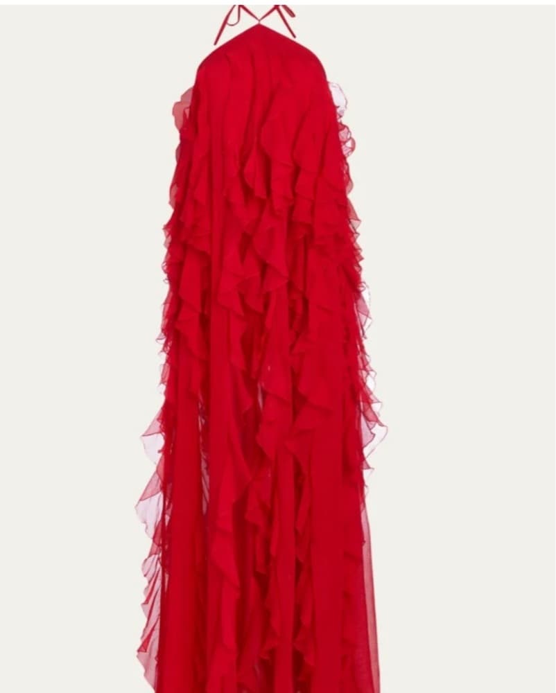 Patbo red Ruffles Chiffon Maxi Dress S - Image 4
