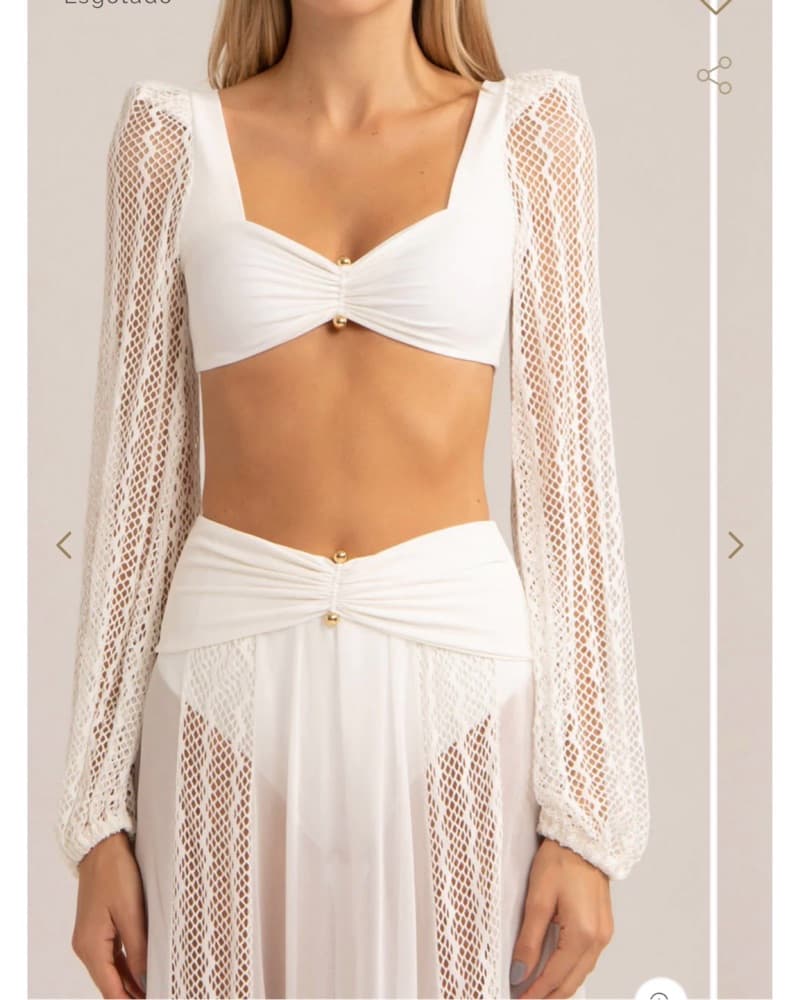 Patbo Cropped Top And Skirt Set In White - Image 3