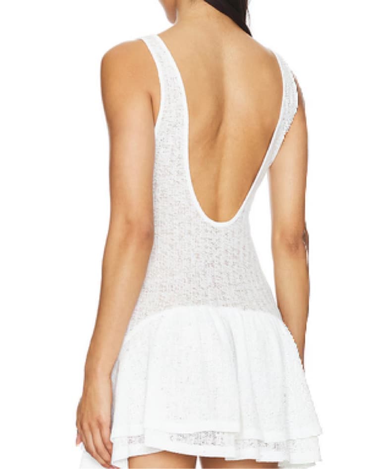 Deep v Knit Ruffle Mini Dress  - Image 3