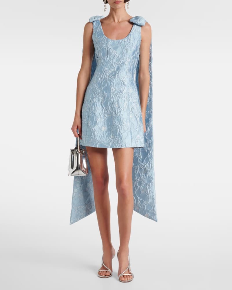 Markarian Light Blue Brocade Mini Dress - Image 1