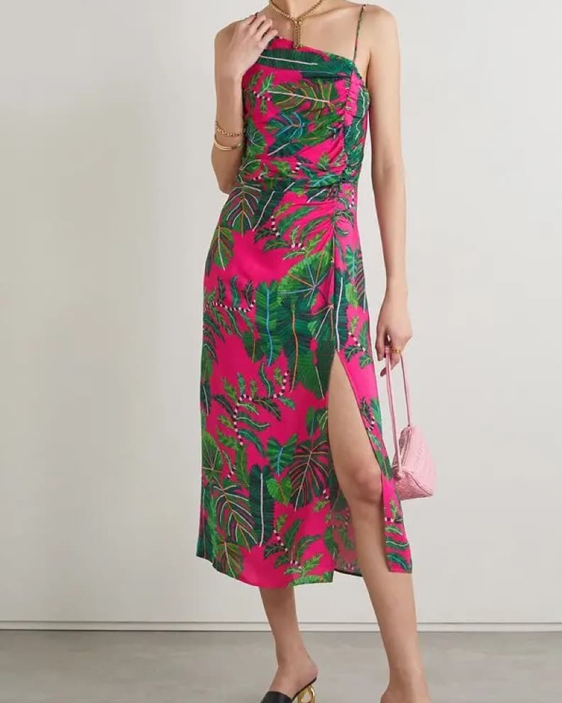 Farm Rio Printed Crepe Midi Dress - Image 1