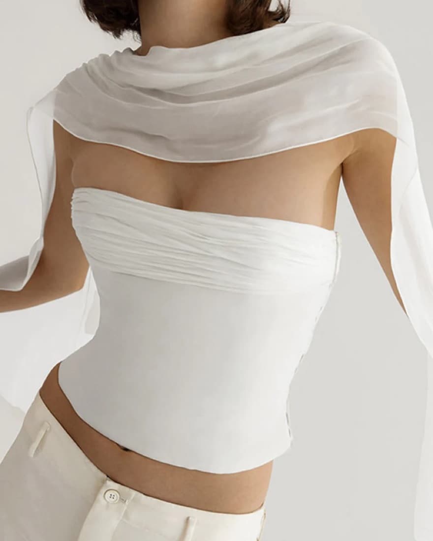 white tube top with matching scarf  - Image 4