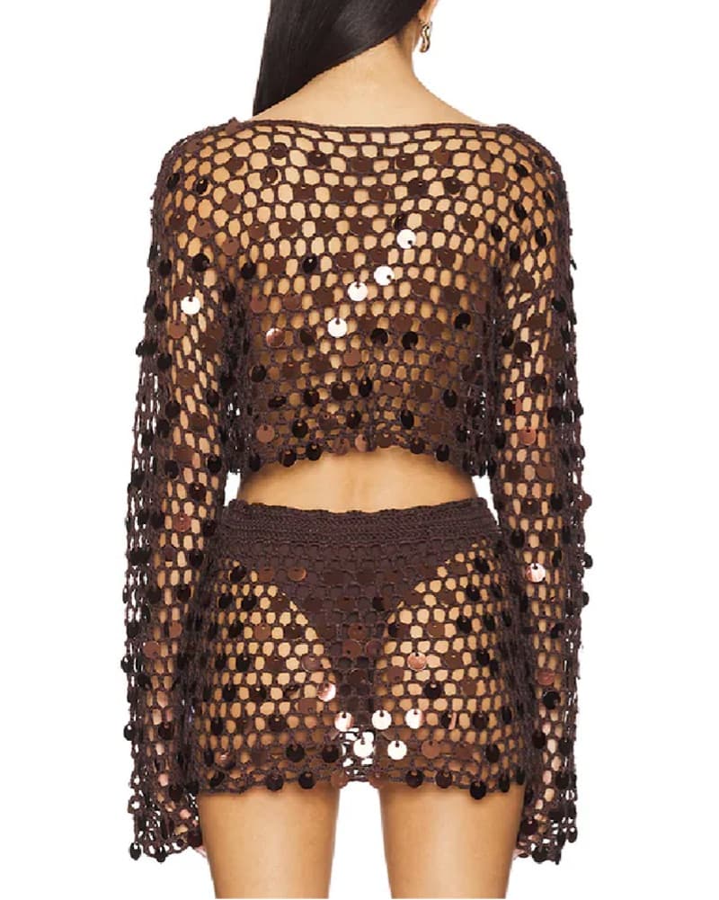 Sequin Crochet Coverup Set - Image 5