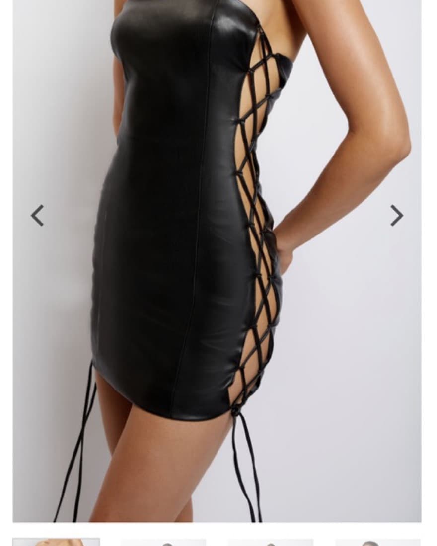 Leona Faux Leather Lace Up Mini Dress - Image 3