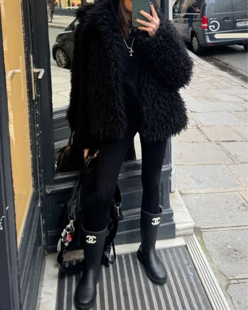 CHANEL Rain Black Boots - Image 5