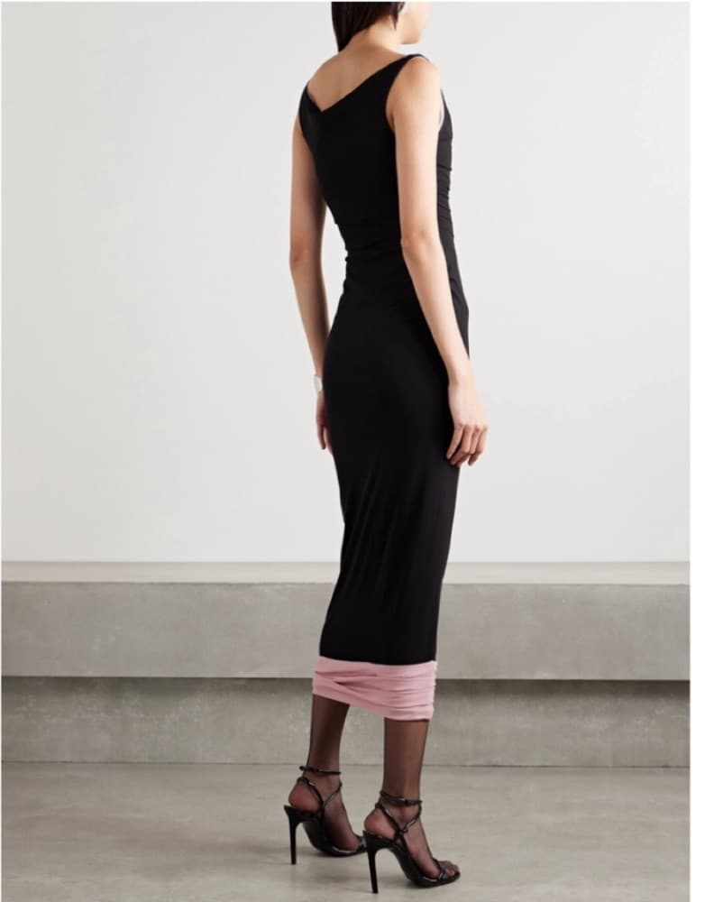 Magda Butrym Layered Stretch Silk Dress - Image 3