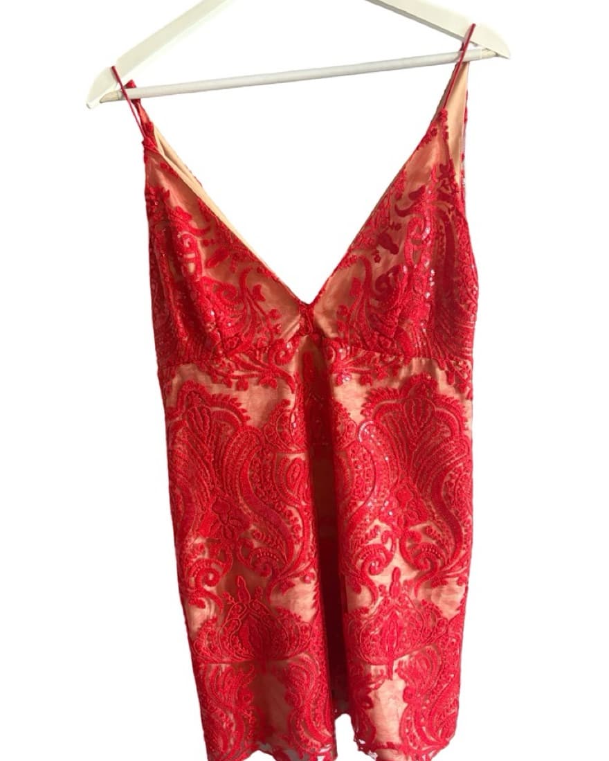 Free People Red Night Shimmers Dress - Image 5