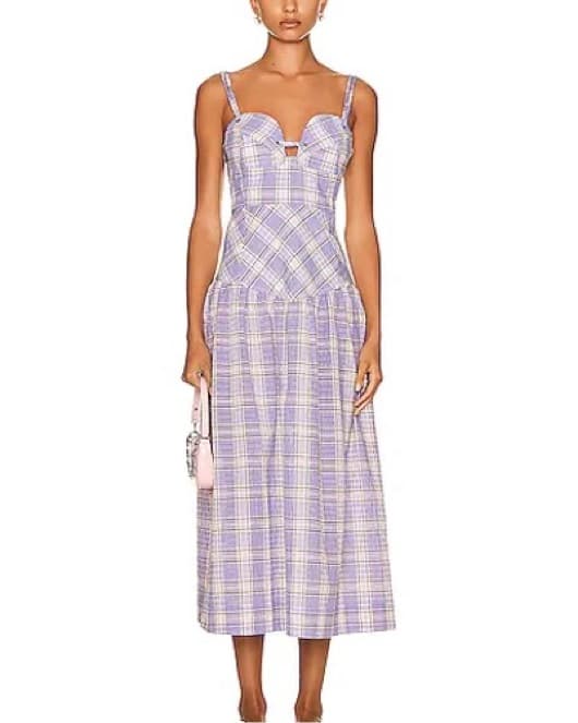 Ganni Checked Seersucker Purple Dress - Image 2