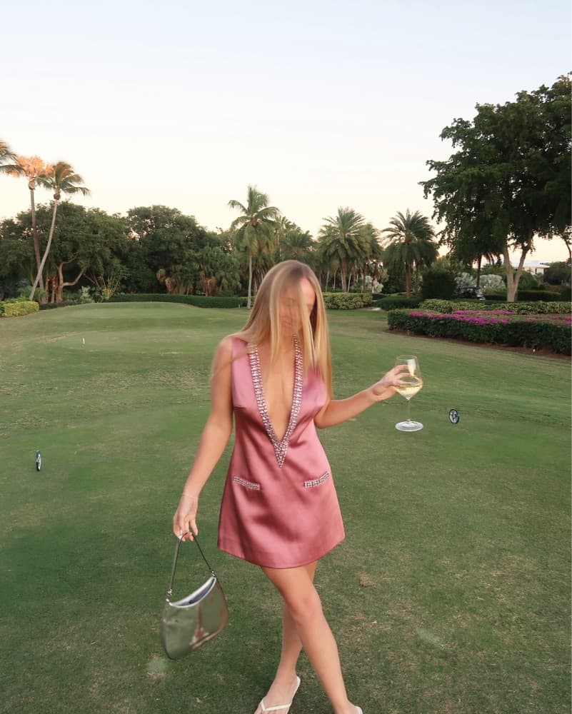 Nancie Crystal Plunging Pink Mini Dress  - Image 2