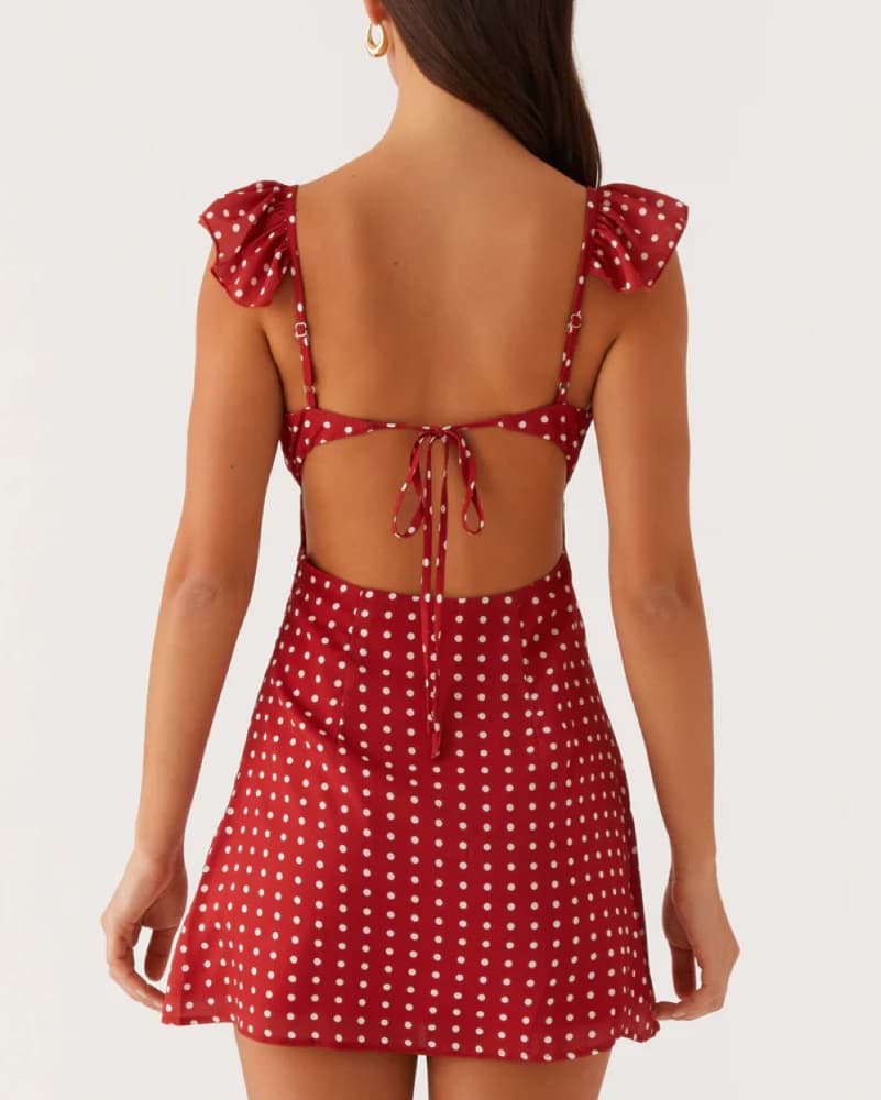 Polka Dot Ruffle Mini Dress - Image 2