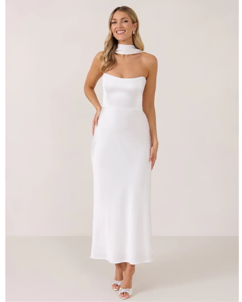 Park & Fifth White Dress & Neck Scarf - Image 1