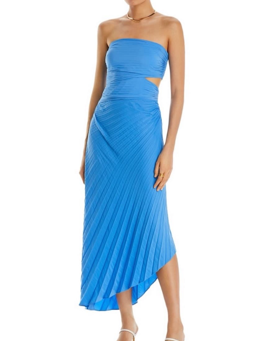 ALC Andie Strapless Pleated Dress Blue - Image 3