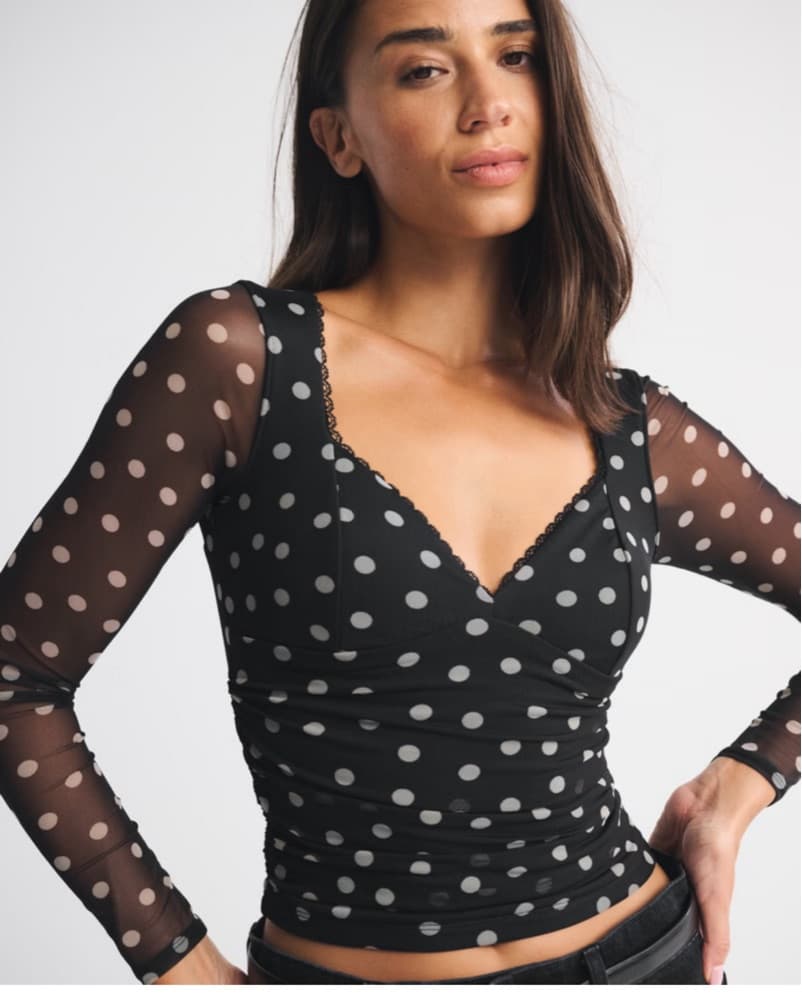 A&F Bra Free Polka Fot Going Out Top - Image 1