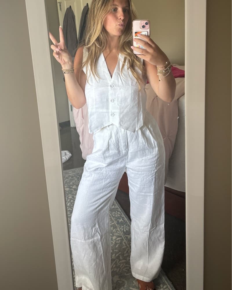 Dissh White Linen Vest And Pants Set - Image 5