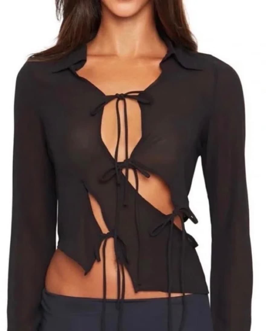 Danielle Guizio Sheer Long Sleeve Top  - Image 1