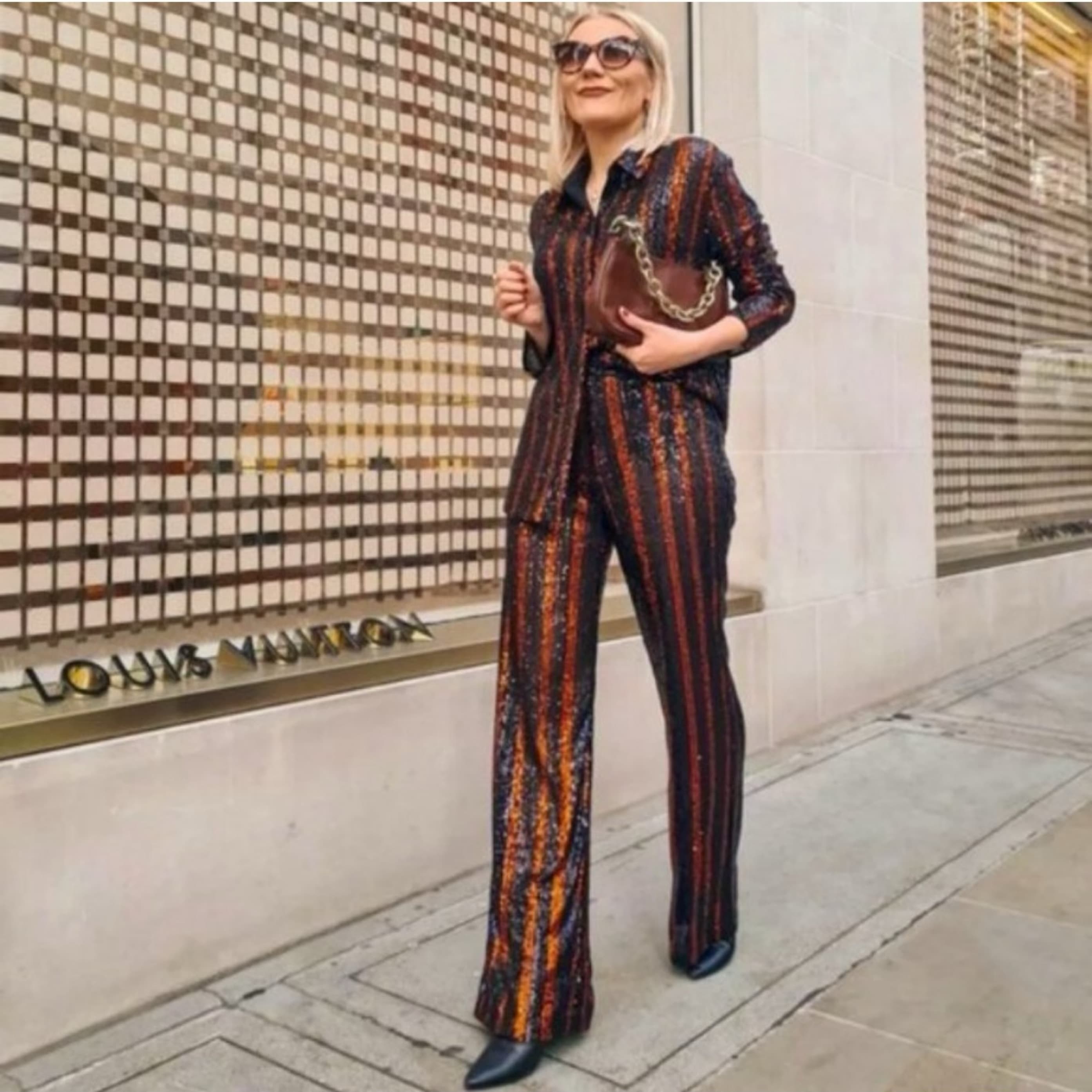 Zara The Abbey Striped Sequin Pants - Image 2