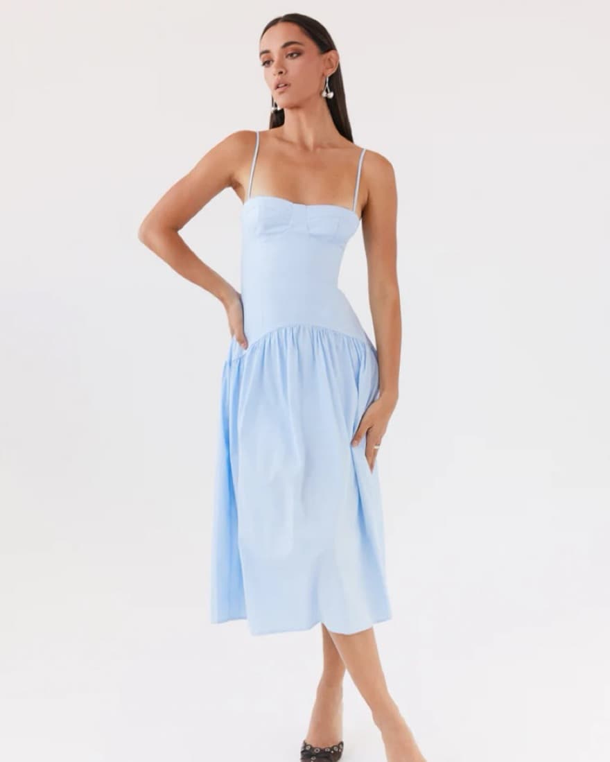 Elegant Baby Blue Midi Dress - Image 1