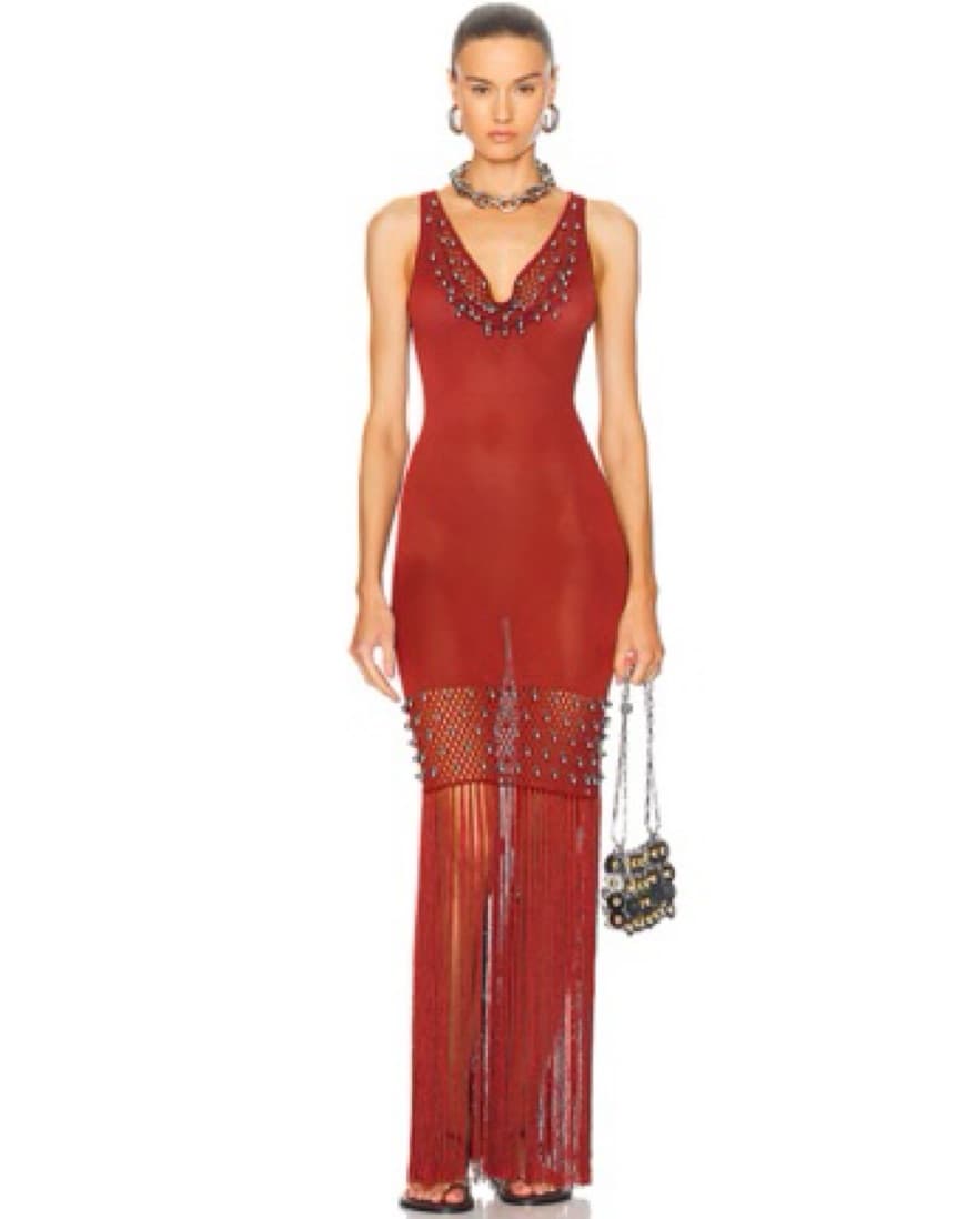 Paco Rabanne Fringe Beaded Knit Dress - Image 1