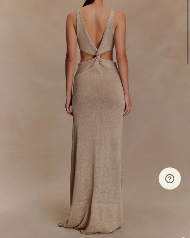 Gold Knit Cutout Maxi Dress - Image 2