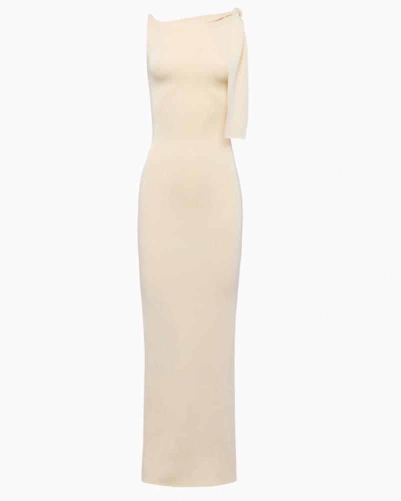  Cream Minimalist Stretch Gown - Image 1