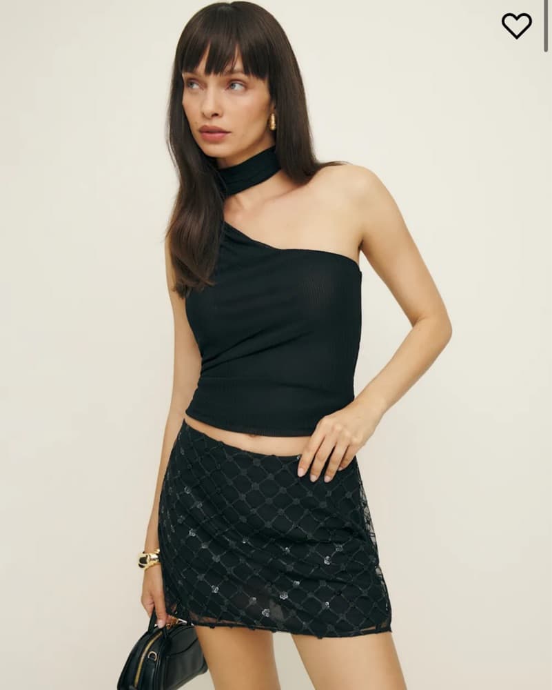 Reformation Black Sequin Mini Skirt  - Image 1