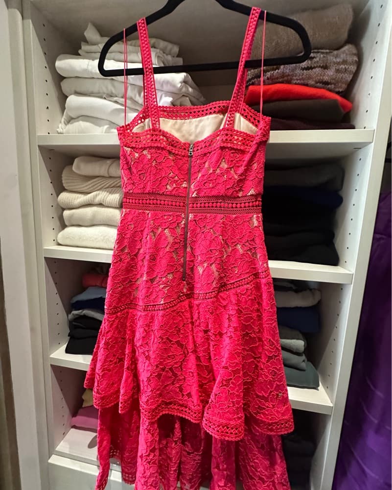 Alice & Olivia Pink Lace Tiered Dress - Image 5