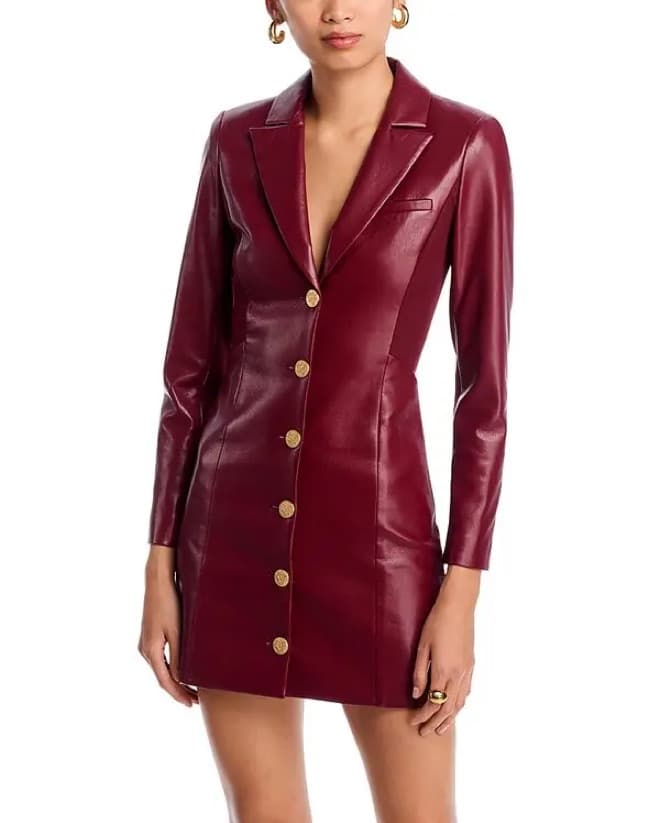 Michelle Faux Leather Dress - Oxblood - Image 2