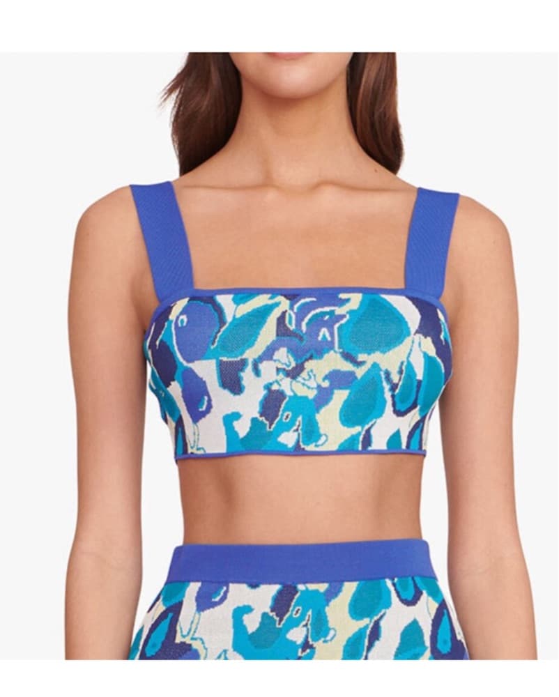 STAUD Zola Multicolor Blue Knit Crop Top - Image 1