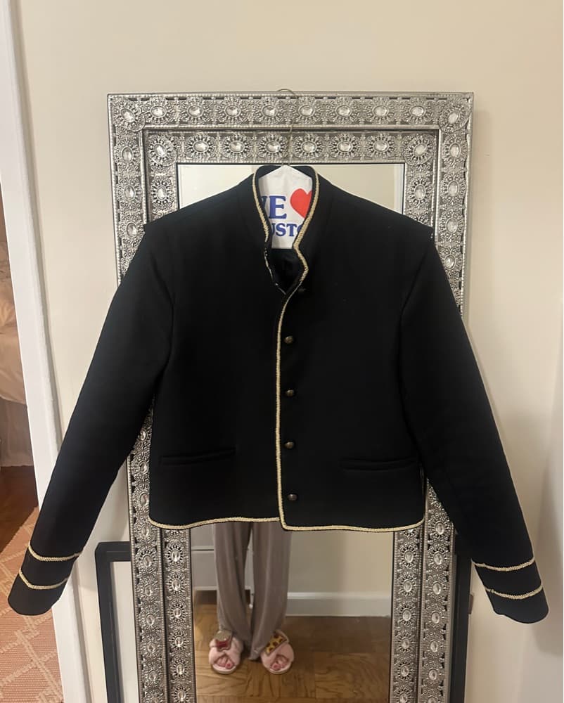 Zara Black Blazer With Gold Piping - Image 4