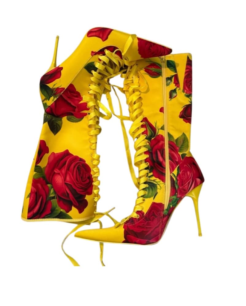 Sugar Thrillz Yellow Rose Boots - Image 3