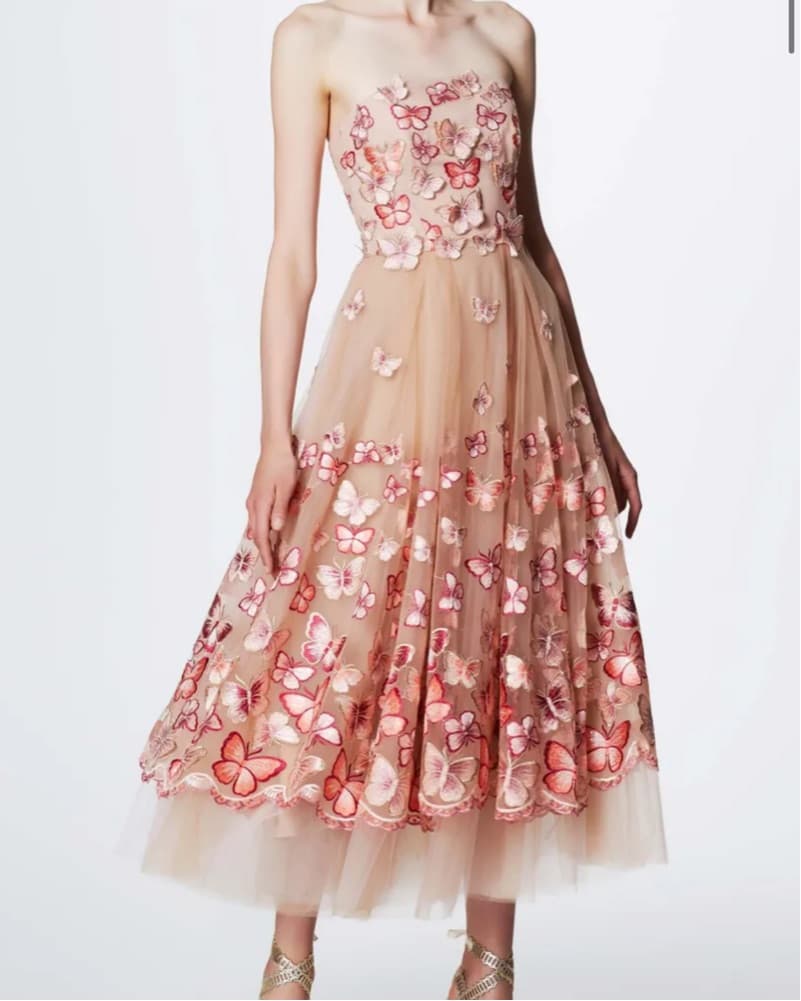 Marchesa Notte Pink Butterfly Dress - Image 1