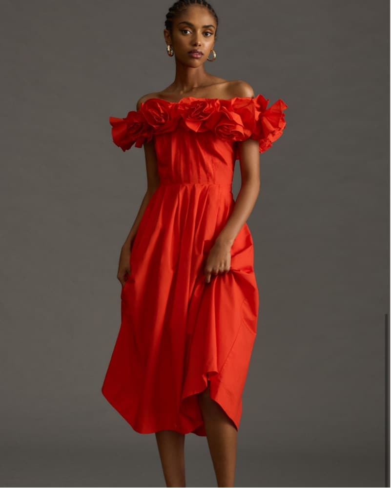 Vibrant Ruffle Off-Shoulder Dress - Image 1