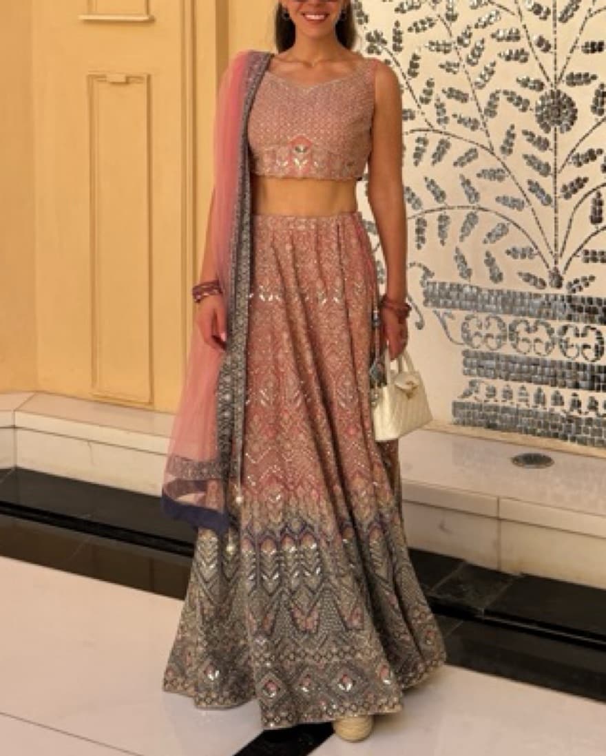 Pink And Blue Lehenga - Image 1