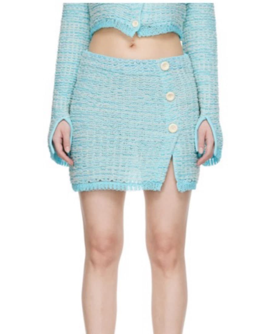 Blue Knit Mini Skirt  - Image 1