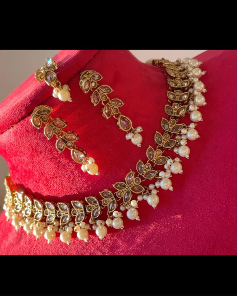 Polki And Pearl Necklace Set - Image 2