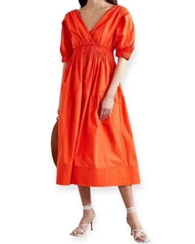 Self-Portrait orange poplin midi dress  - Image 2