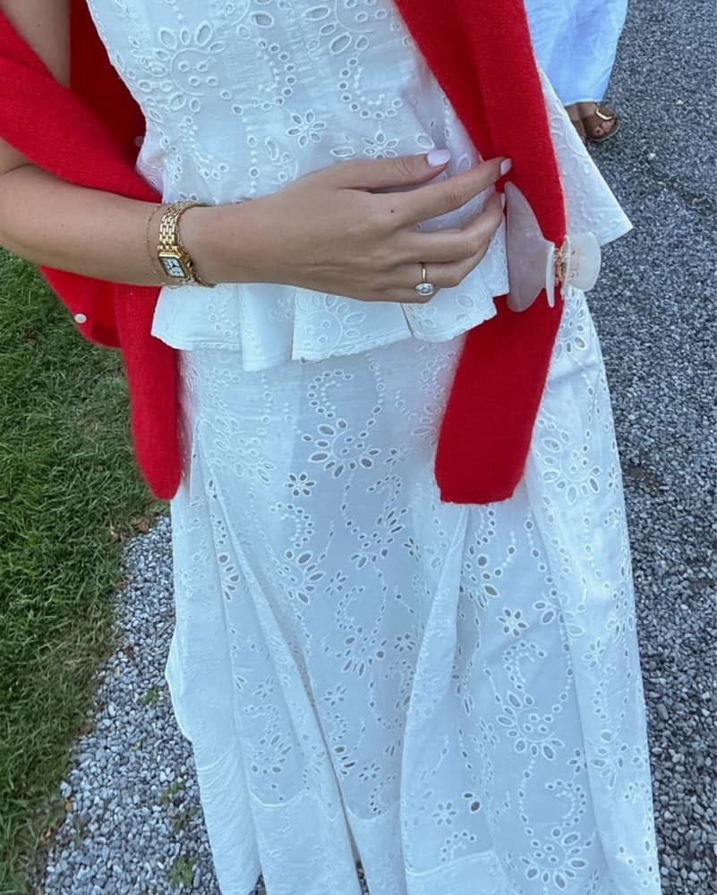 Zara White Embroidered Godet Set  - Image 2