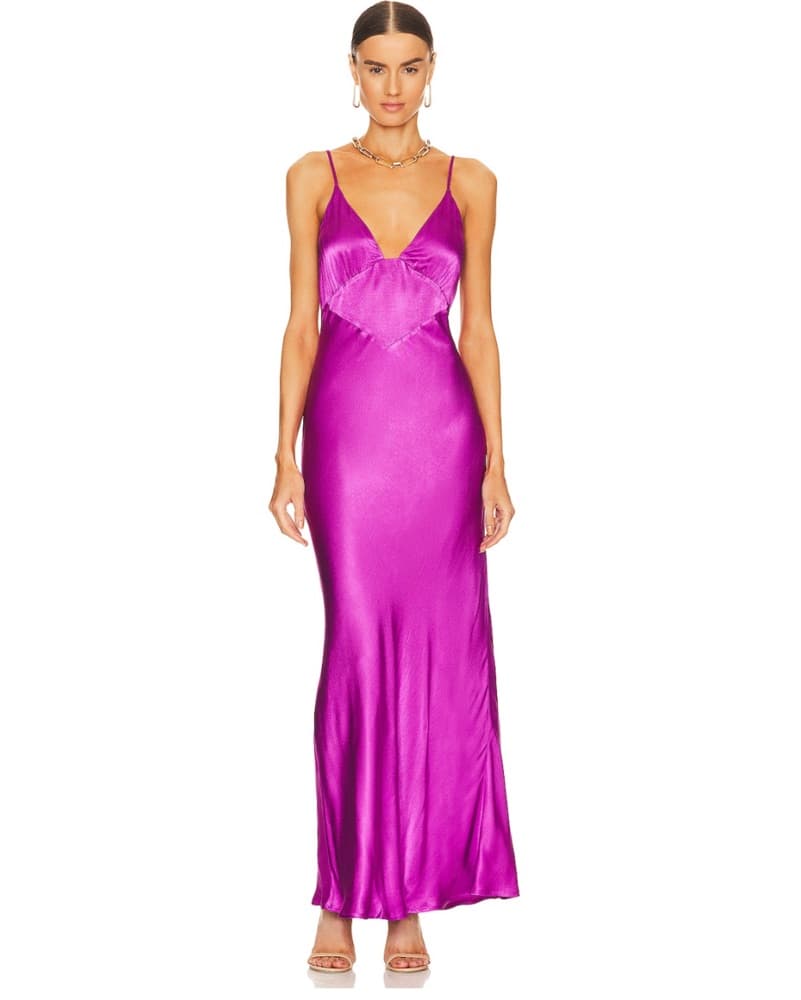 Bardot Midi Slip Dress - Fuschia - Image 1