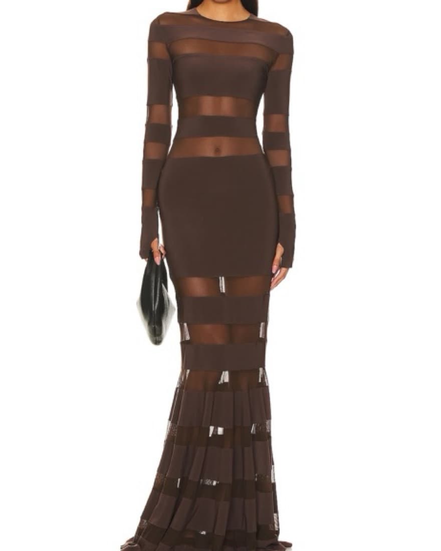 Norma Kamali Spliced Dress Fishtail Gown - Image 3