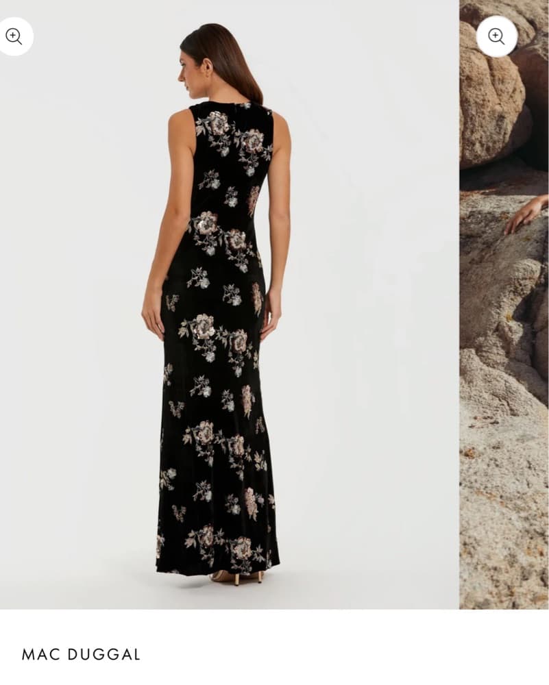 Elegant Floral Velvet Maxi Dress - Image 2