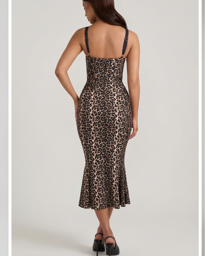Oh Polly Leopard Layered Bra Midi Dress - Image 2