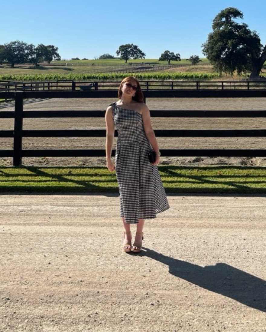 Black And White Gingham Midi Dress - Image 3