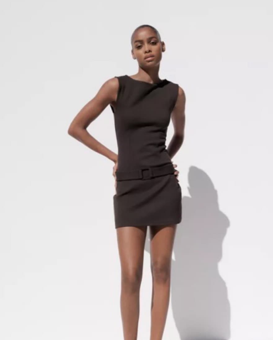 Zara Belted Mini Dress - Image 1