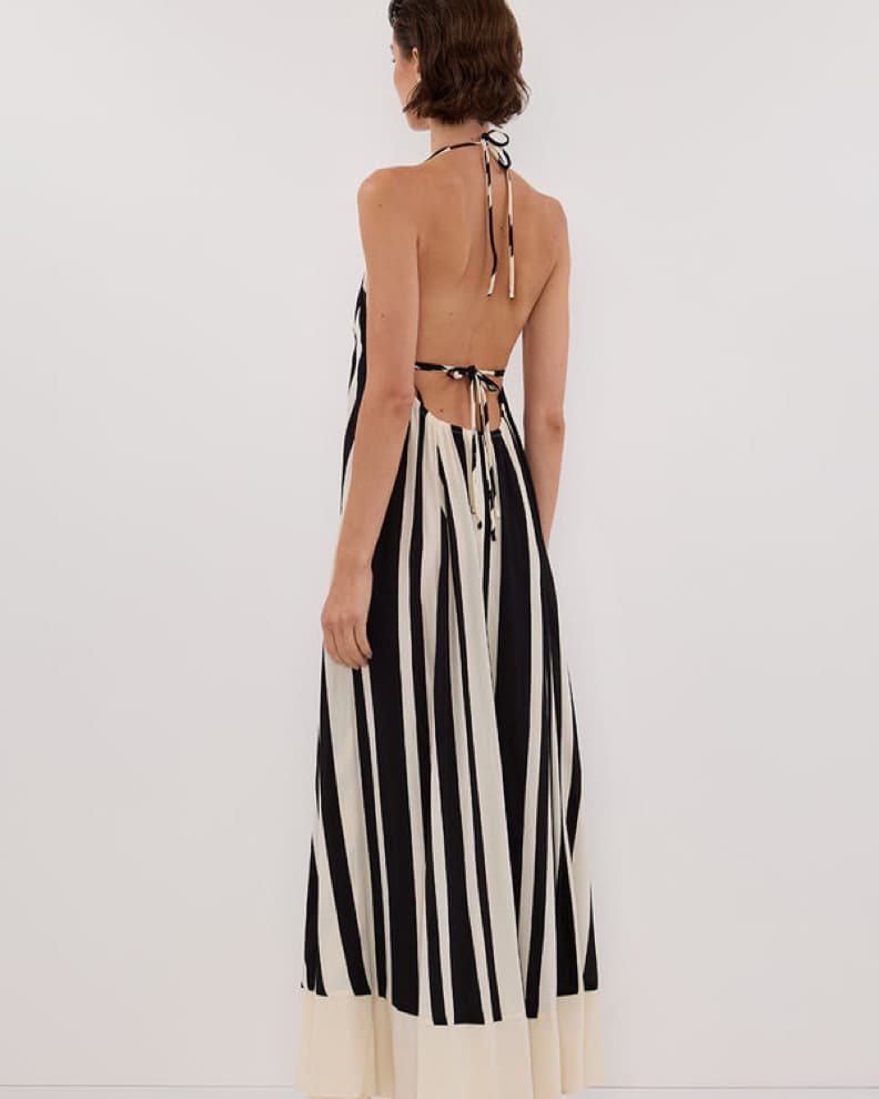 DISSH BLACK STRIPE HALTER MIDI DRESS - Image 2
