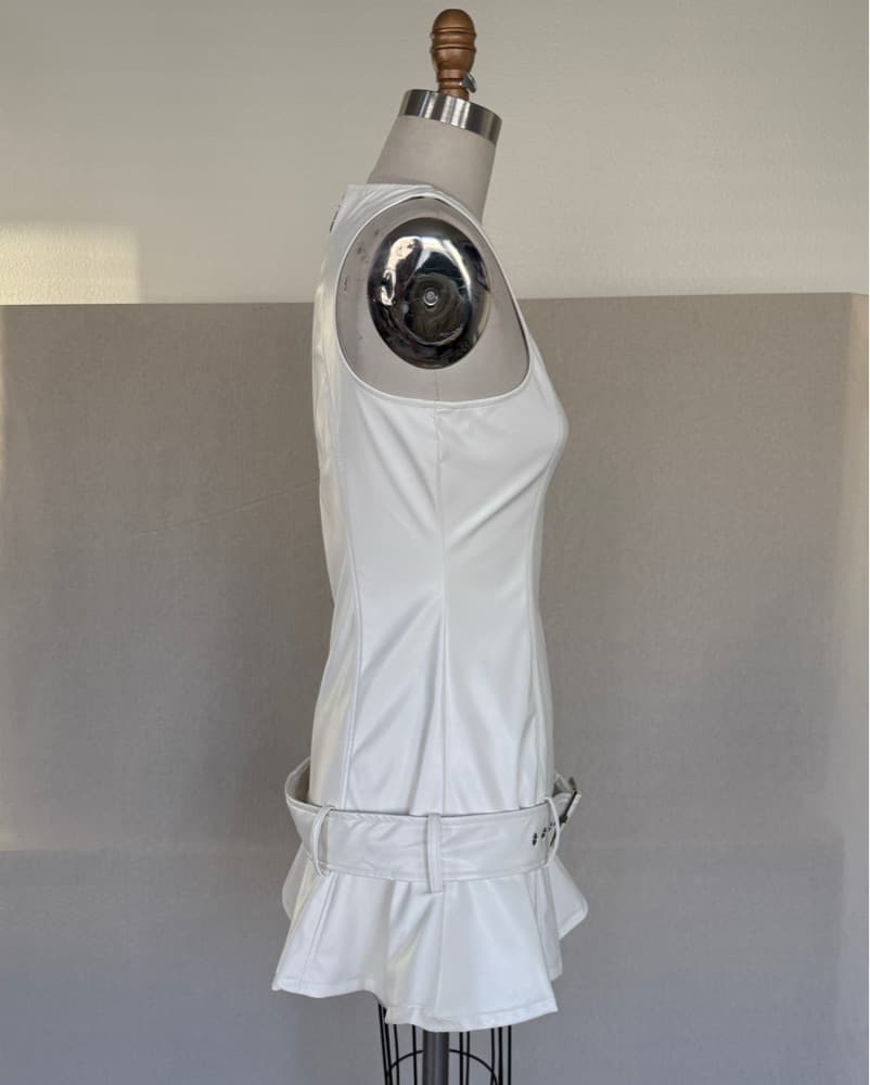 Pearl Faux Leather mini Dress  - Image 2