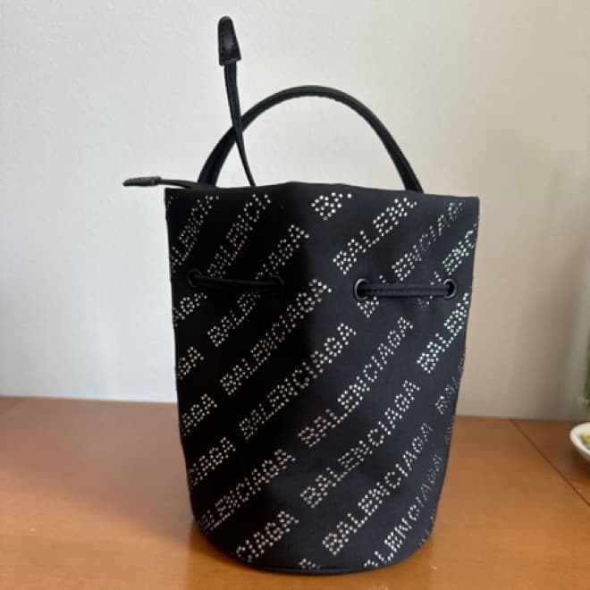 Balenciaga Canvas Rhinestone Bucket Bag - Image 1